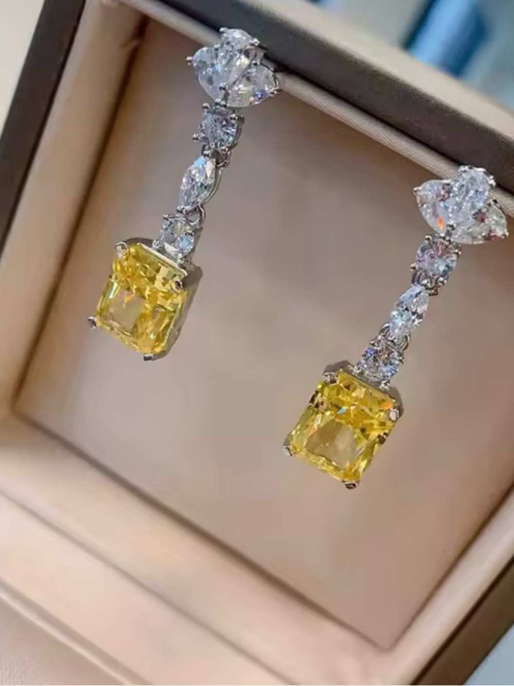 Yellow Gem Drop Earrings — Elegant Women’s Jewelry